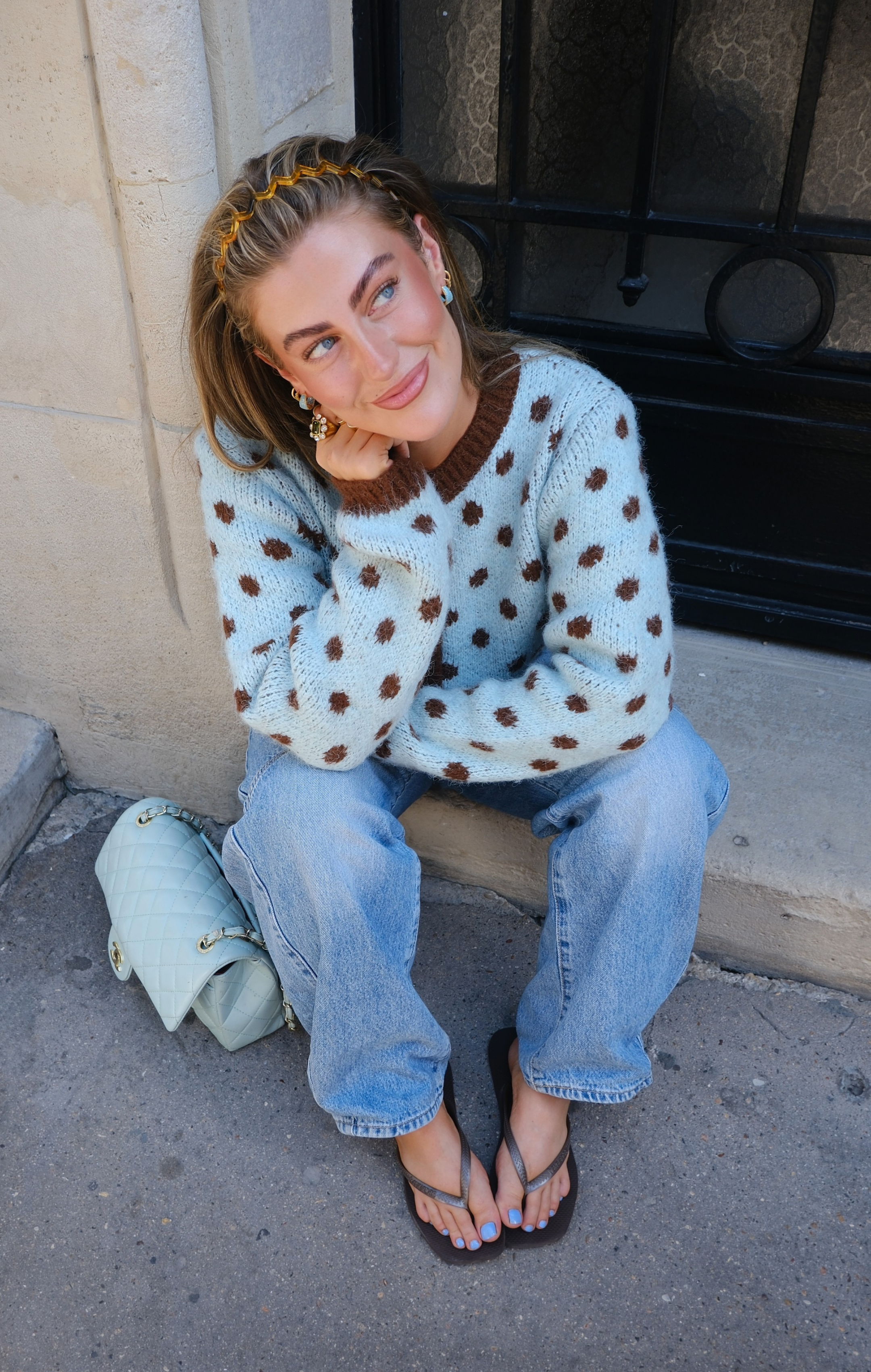 Blue & Brown Dotty Cardigan