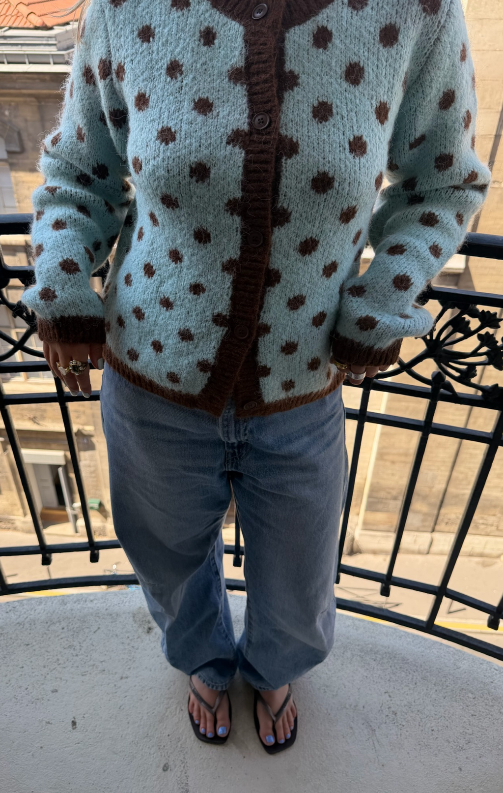 Blue & Brown Dotty Cardigan