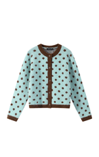 Coming Soon Blue & Brown Dotty Cardigan