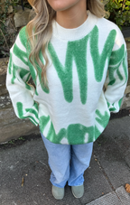 Green & White Poplar Paint Spill Jumper
