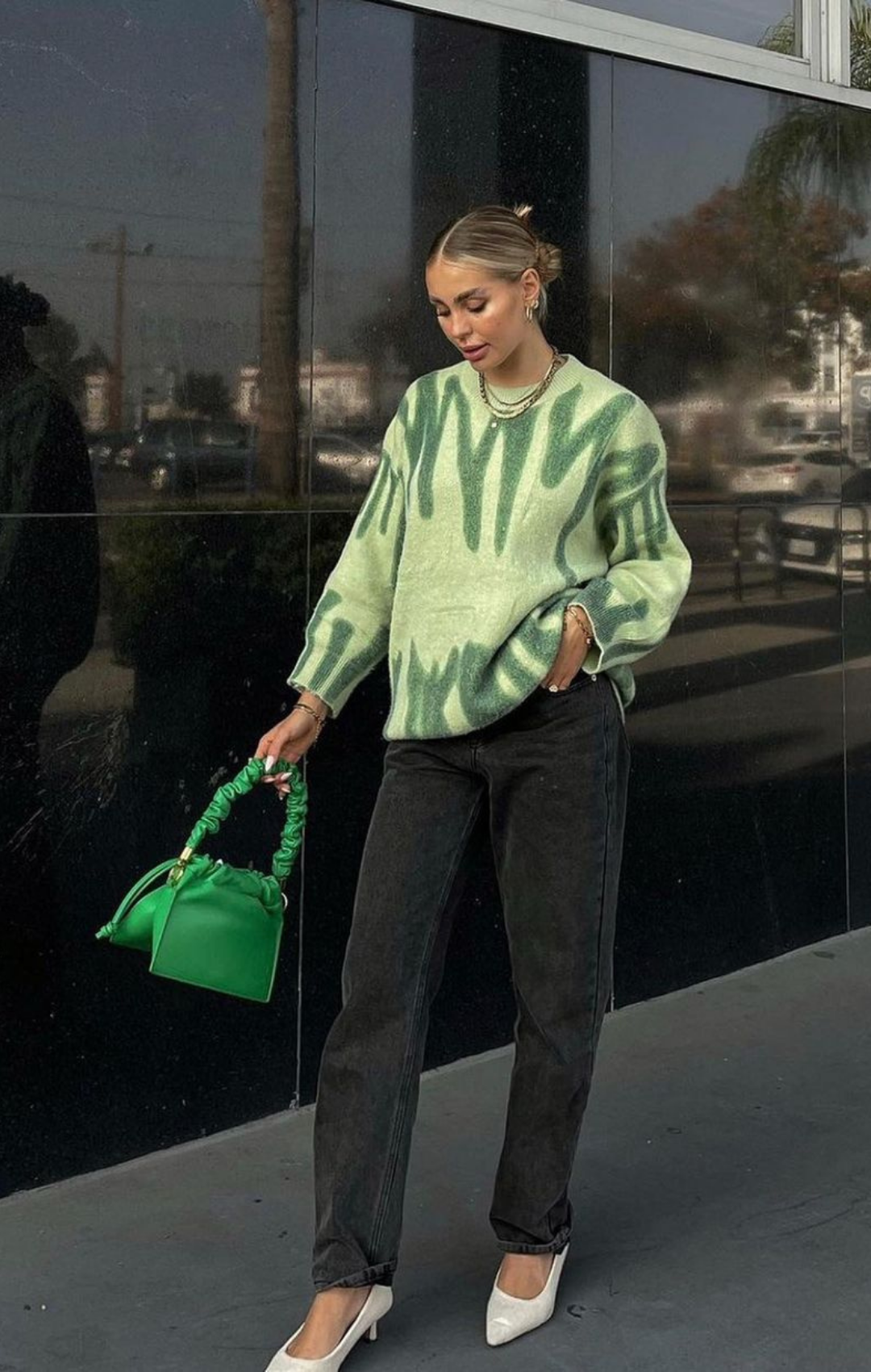 Double Green Poplar Paint Spill Jumper