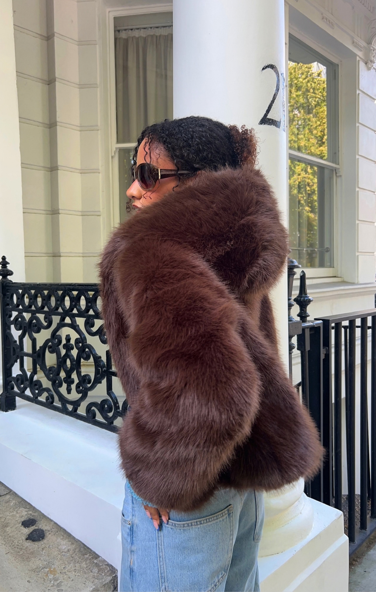 Chocolate Faye Faux Fur Jacket