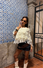 Cream Rosette Poncho