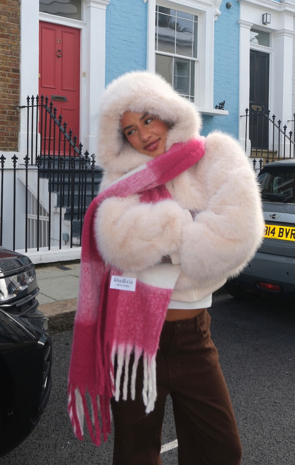 Cream Flossie Faux Fur Bomber Jacket