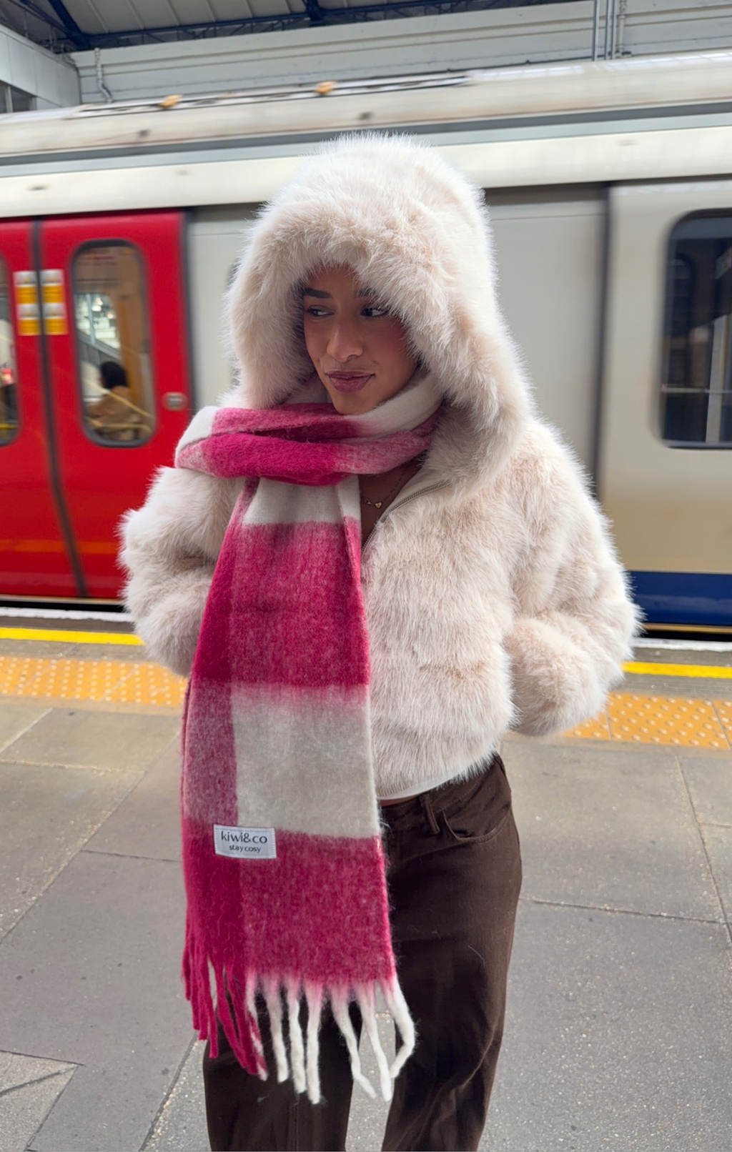 Cream Flossie Faux Fur Bomber Jacket