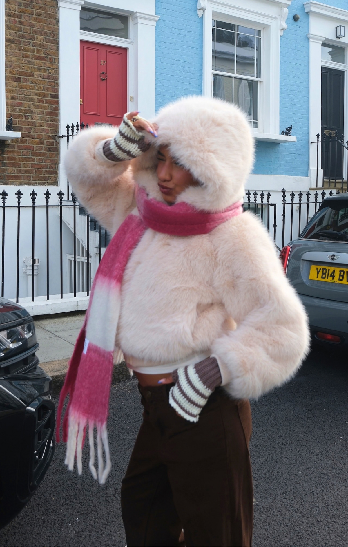 Cream Flossie Faux Fur Bomber Jacket