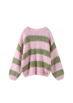 Pink & Khaki Forget Me Not Stripe Jumper