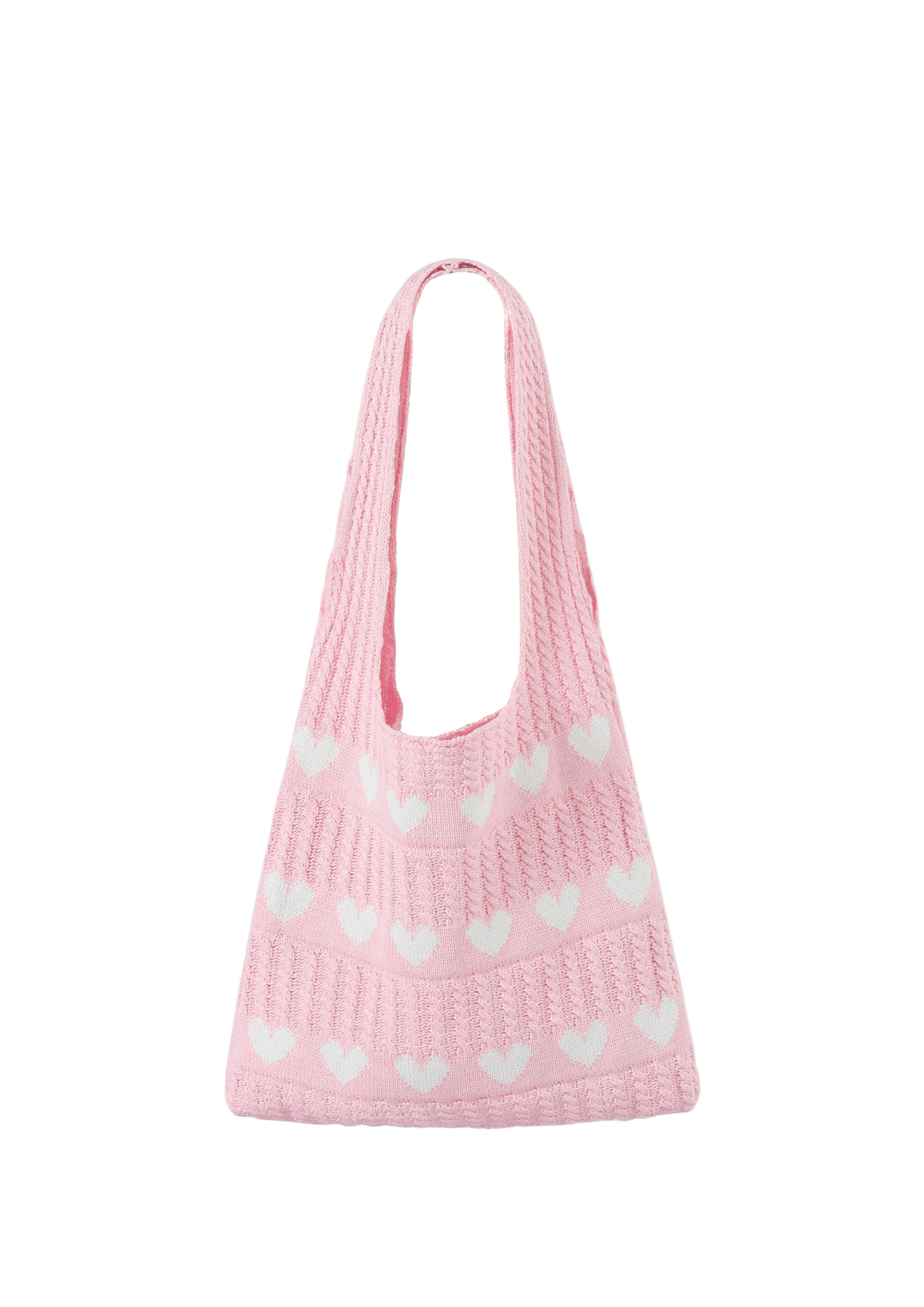 Pink Honey Heart Knitted Bag