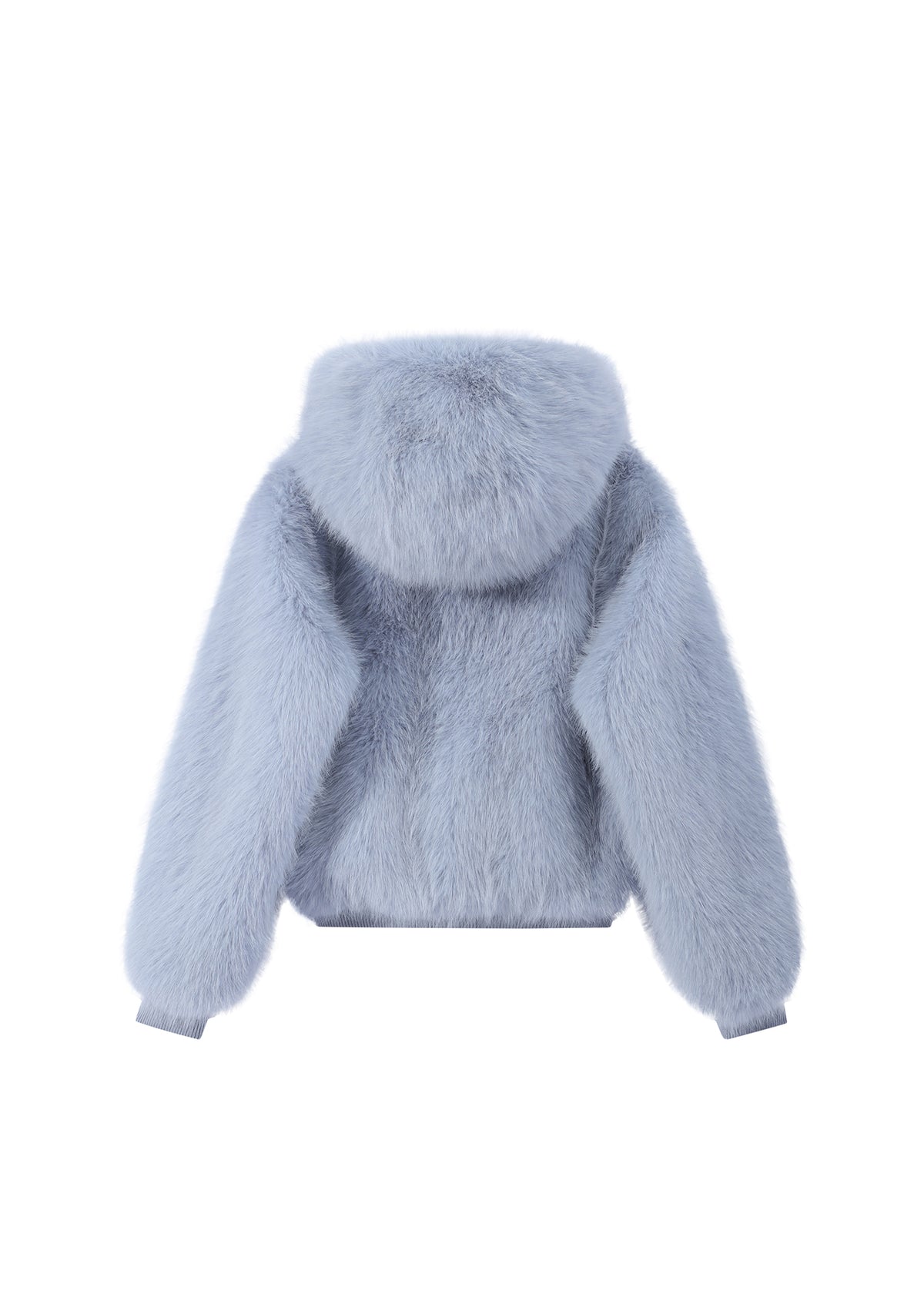 Coming Soon Blue Flossie Faux Fur Bomber Jacket