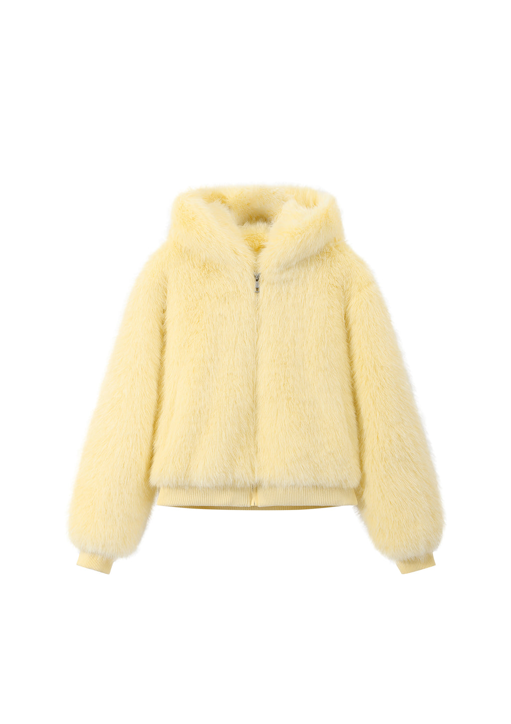 Coming Soon Yellow Flossie Faux Fur Bomber Jacket