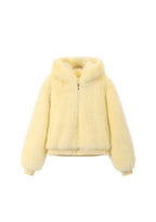 Coming Soon Yellow Flossie Faux Fur Bomber Jacket