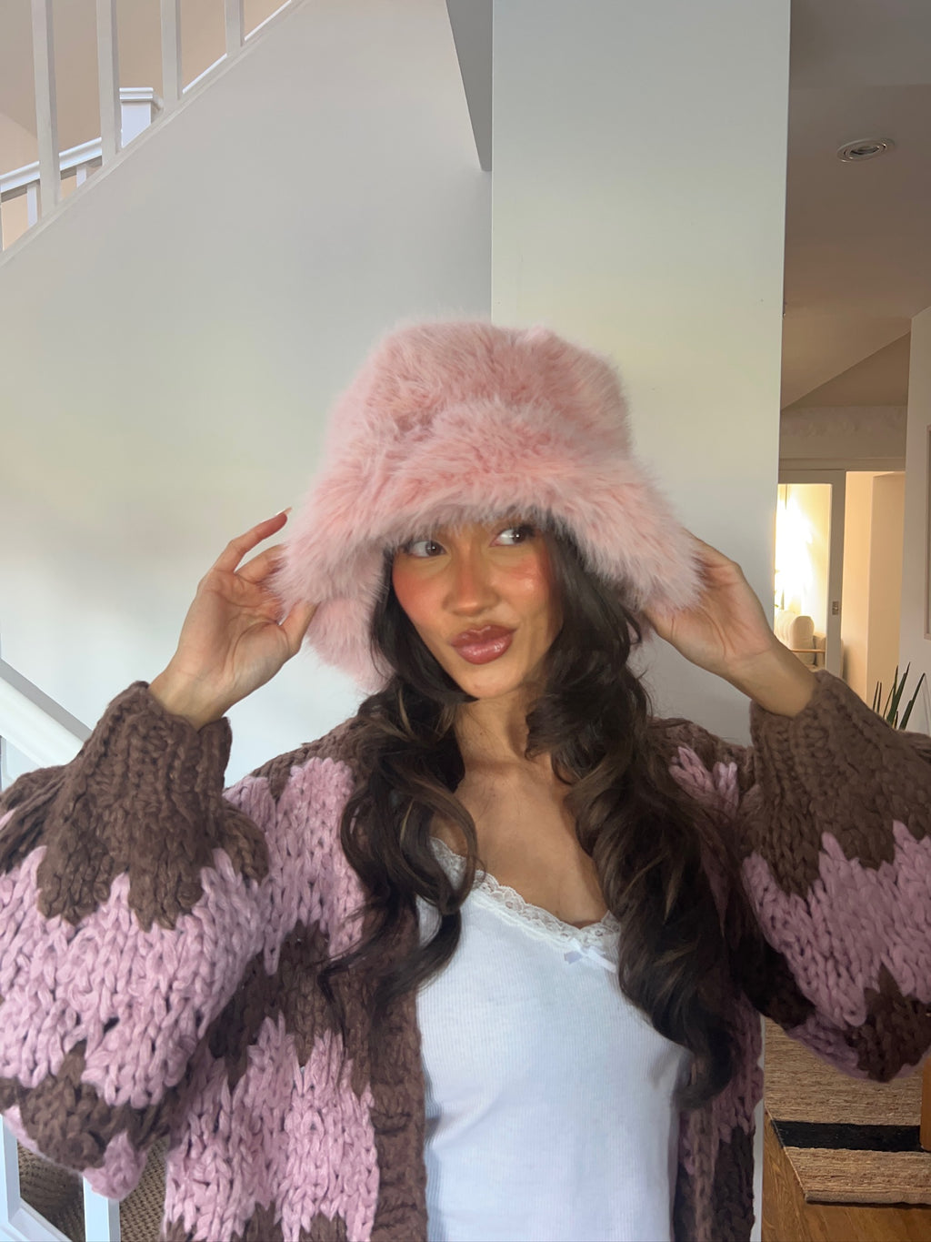 Soft Blush Faux Fur Hat