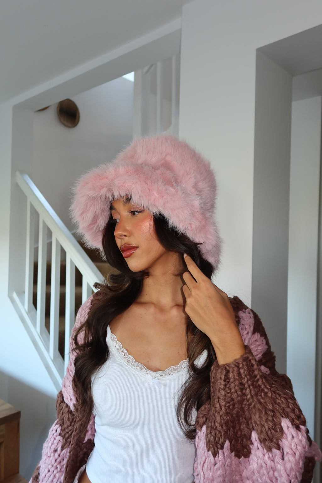 Soft Blush Faux Fur Hat