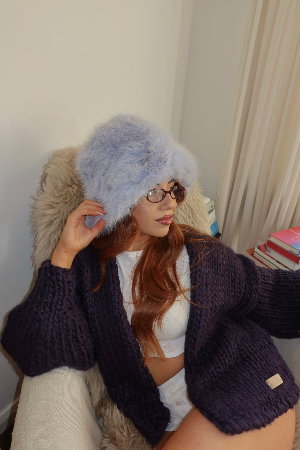 Ice Blue Faux Fur Hat