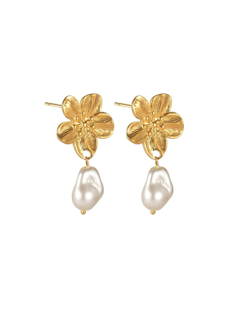 Dahlia Pearl Drop Earrings - Kiwi & Co