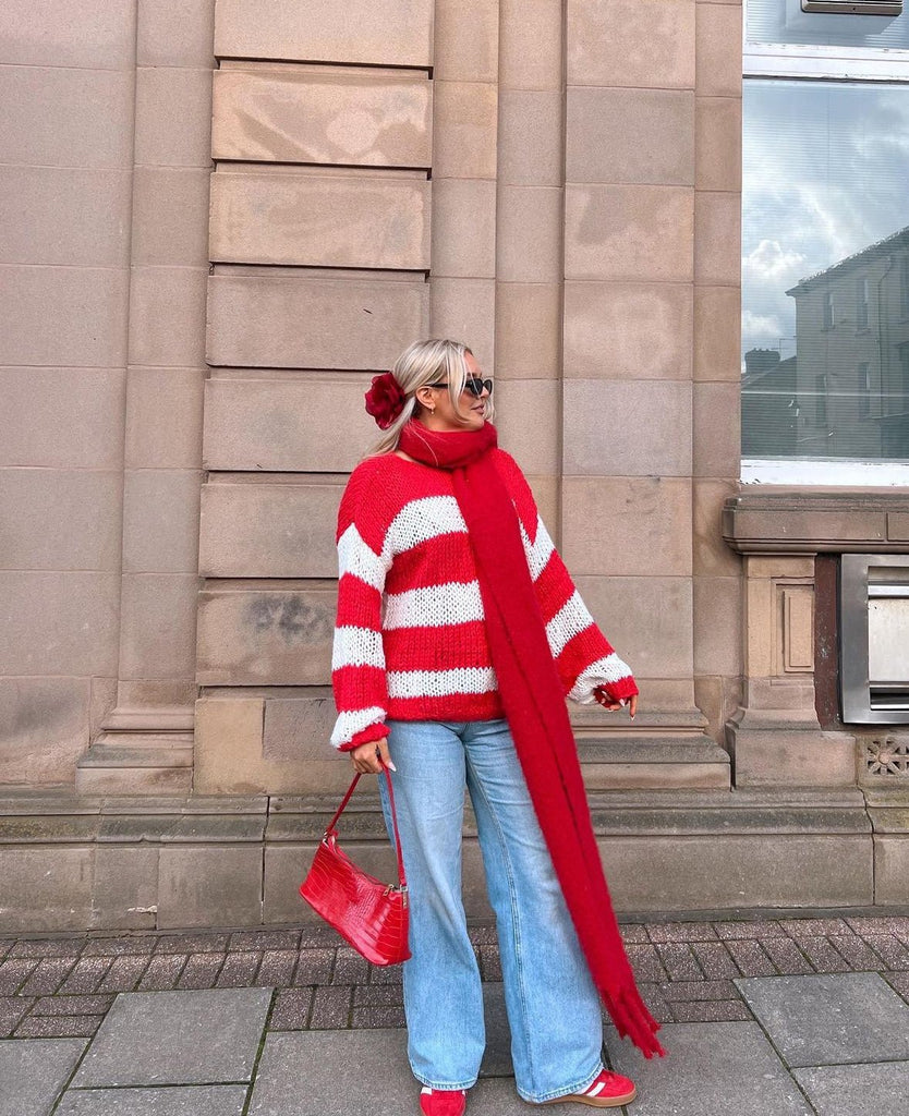 Forget Me Not Stripe Jumper in Red - Kiwi & Co