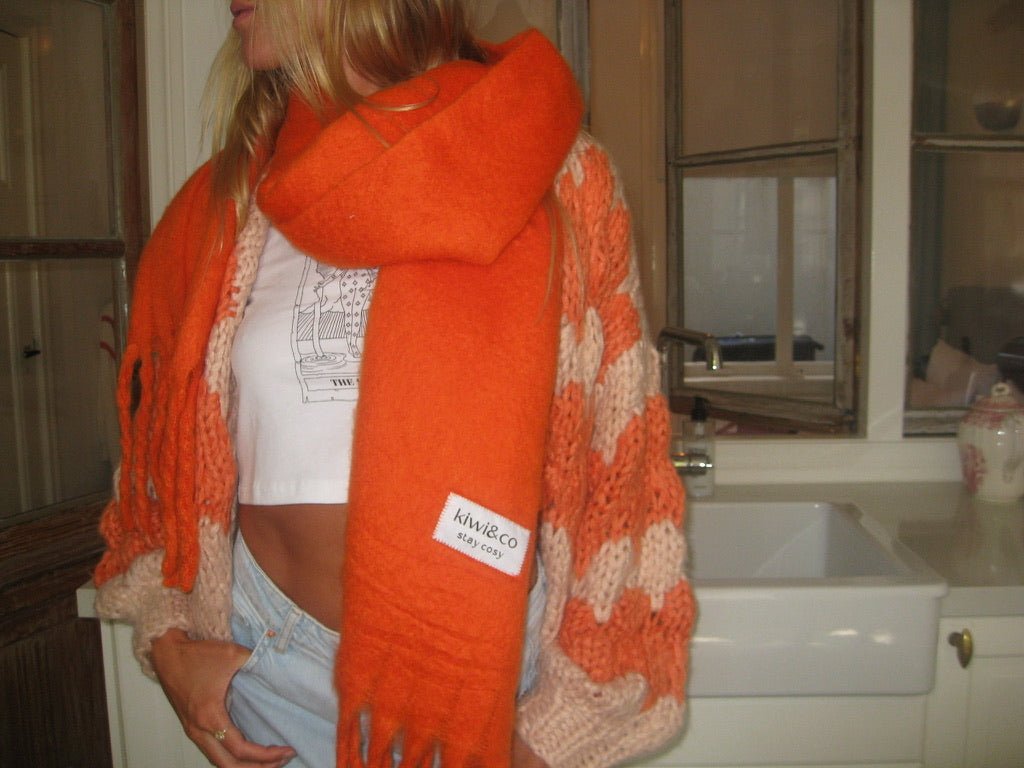 Hugs and Kisses Cardigan in Orange - Kiwi & Co