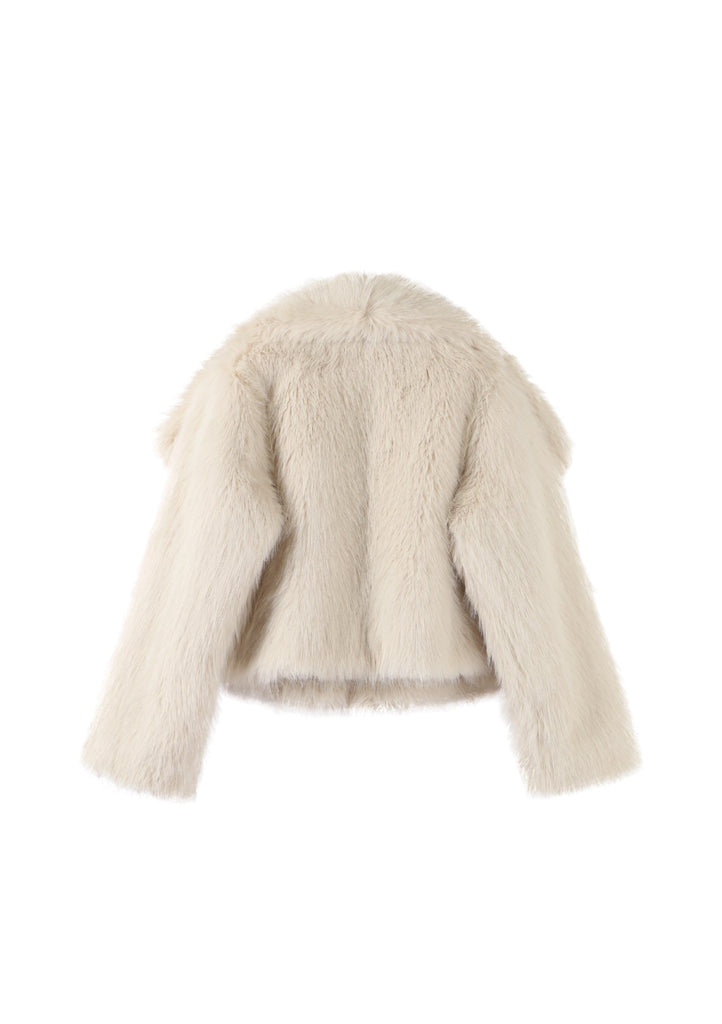 Lyla Faux Fur Cream Coat - Kiwi & Co