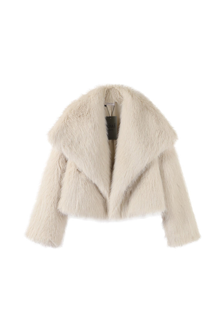 Lyla Faux Fur Cream Coat - Kiwi & Co