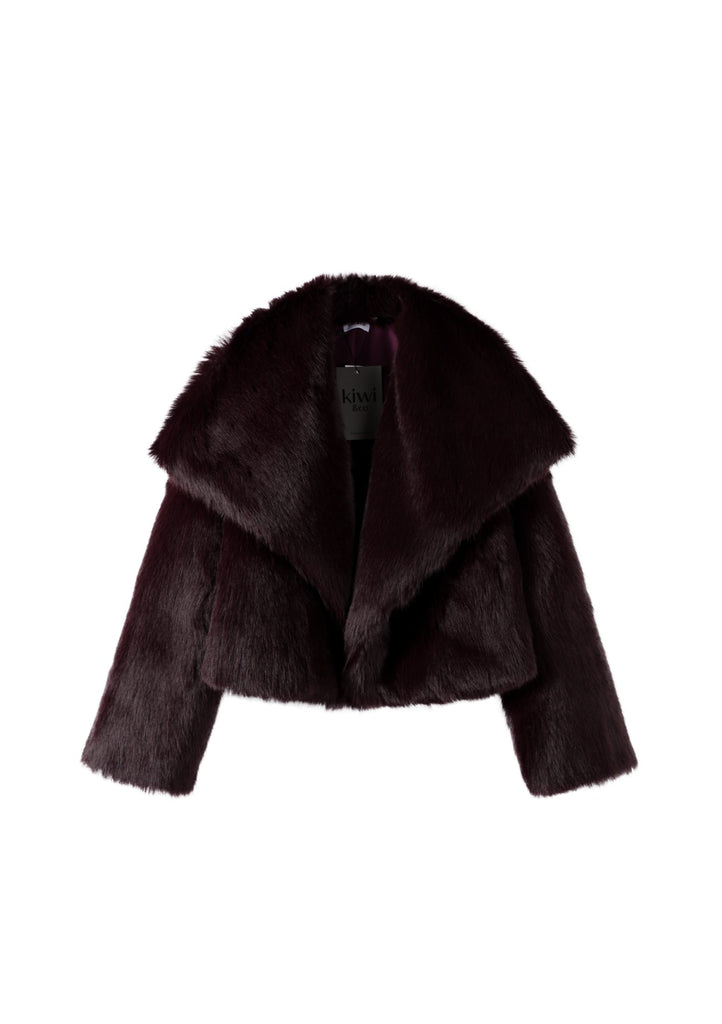 Lyla Faux Fur Wine Coat - Kiwi & Co