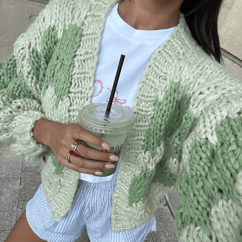 Pistachio Cream Hugs and Kisses Cardigan - Kiwi & Co