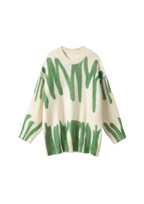 Green & White Poplar Paint Spill Jumper