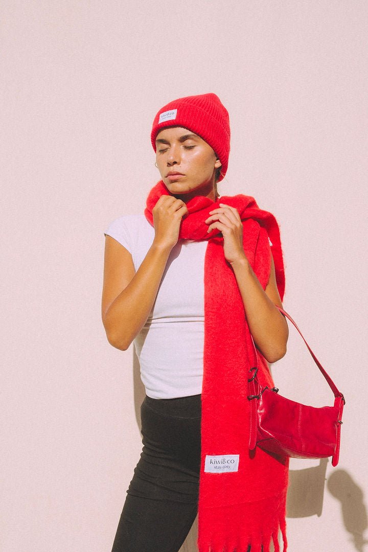 Poppy Red Beanie Hat - Kiwi & Co