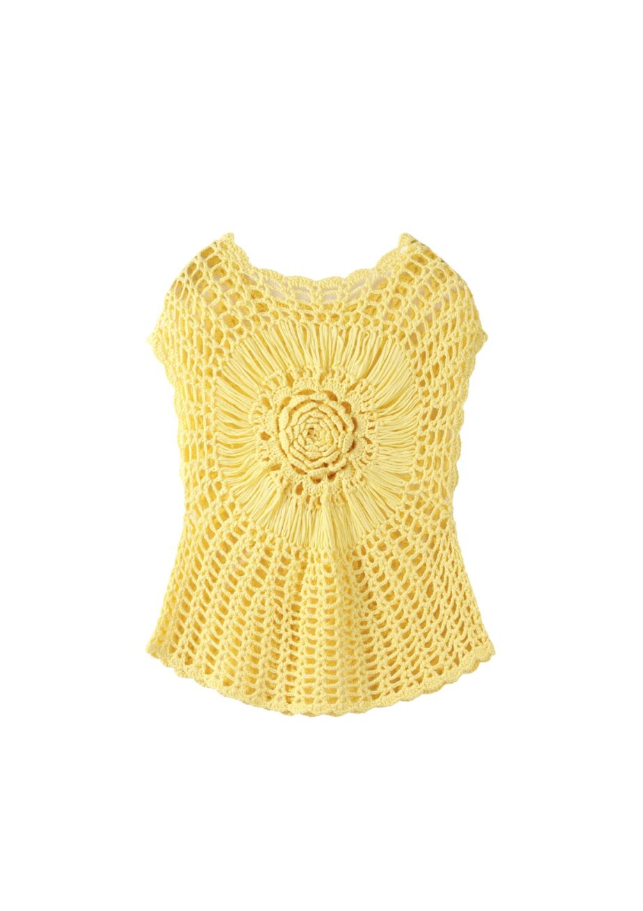 Coming Soon Lemon Cora Crochet Top
