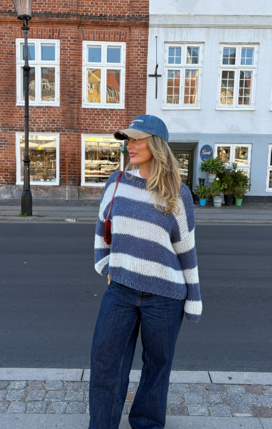 Navy Forget Me Not Stripe Jumper
